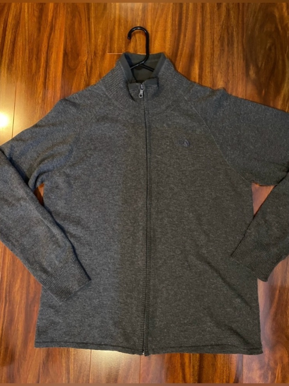 The North Face cotton wool blend Gray Full-Zip Knit Jacket unisex